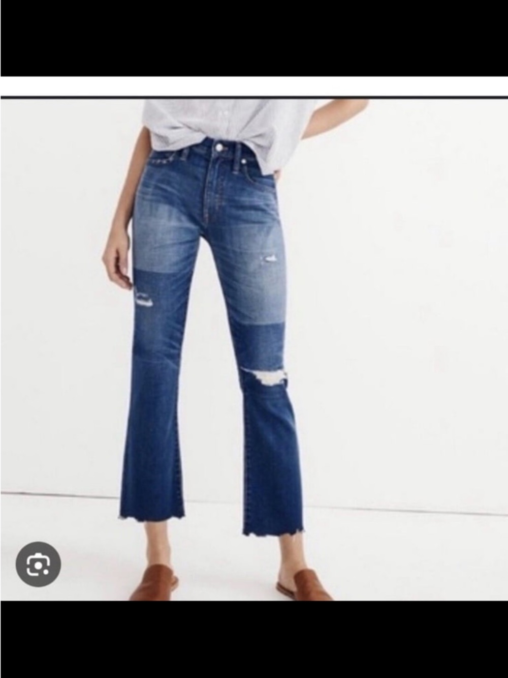 Madewell Cali Demi-Boot Jeans in Patchwork Wash Women’s Size 27